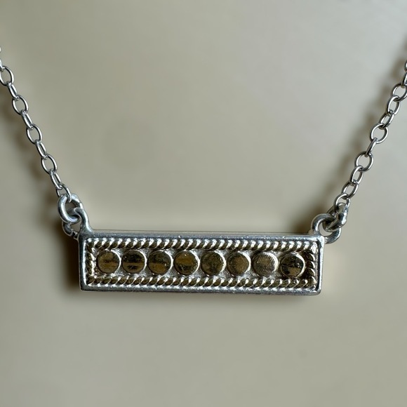 Anna Beck Jewelry - Anna Beck Pendant Necklace 17 Inch Gili Bar 925 Sterling Silver Gold Tone 4.7g